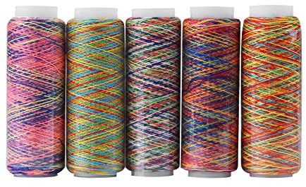 Sashiko-Garn, Buntes Buntes Stickgarn, Mehrfarbiges Polyester, 5 Stück, Mehrfarbiger Farbverlauf, Nähen, Quilten, Stickgarn, Spulen, Bekleidungszubehör