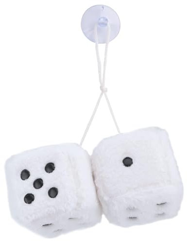 AYNKH Pendentif en forme de dés pour intérieur de voiture - 6 cm - En peluche - Pour couple - Personnalisable - Décoration d'intérieur de voiture amusante (blanc)