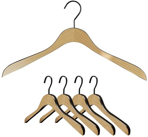 Mawa by Reston Lloyd, European Beech Wood Shirt Clothing Hanger, 17.25 Wide Loft Series Series, Set of 5, Two Tone