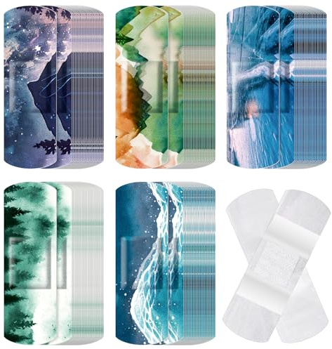 Threlaco 120 Pcs Fabric Adhesive Flexible Bandages Bulk Assorted Shapes and Patterns Small Colorful Pretty Fabric Bandages with Non Stick Pad 3 x 1 Inch for Cuts Wound Scrapes Women(Vintage)