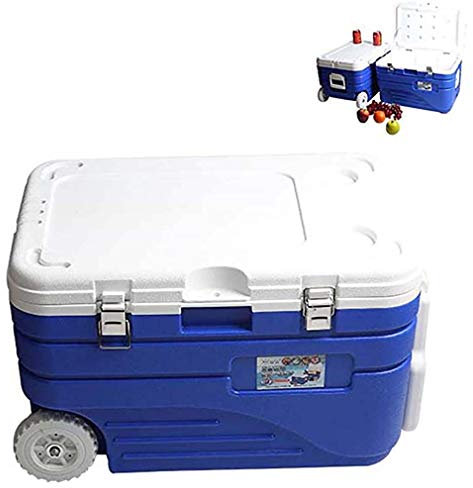 ISCBAFYX Kühlbox auf Rädern mit Griff, 45 l große, leistungsstarke Outdoor-Kühlbox, Angelstuhl für Camping, Grillen, Familienauto, Urlaub, Picknicks, Ausflüge