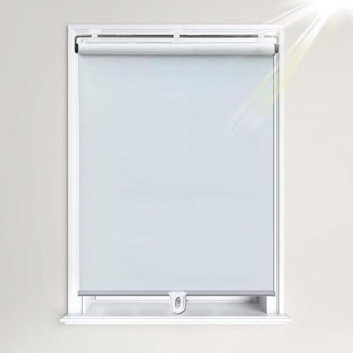 Verdunkelungsrollos Für Fenster,Blaue/Graue/Weiße Einziehbarer Sonnenschutzrollos,Balkon Sichtschutzvorhänge,Temporäre Jalousien Ohne Bohren Rollläden,Thermorollo,White-32 * 130cm(13 * 51in)