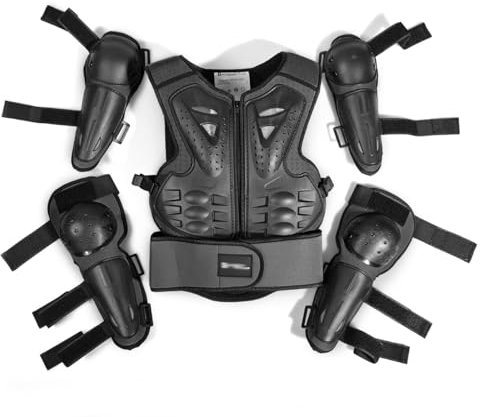 Yglophic Motorrad-Schutzanzug Für Kinder, Schutzausrüstung Für Motocross, Radfahren, Skifahren, Skateboarding, Ganzkörperpanzerung, Schutzjacke Für Snowboarden, Offroad-Radfahren, Skifahren Black