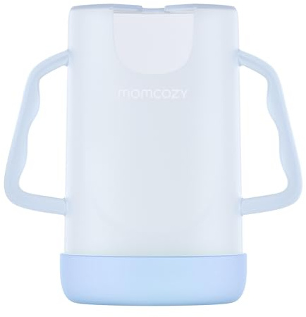 Momcozy Squeeze Pouch Holder für Lebensmittel Beutel und Getränk Boxen, Baby Pouch Holder Ermöglicht es dem Baby, sich selbst zu ernähren und zu vermeiden Schlamassel, blau