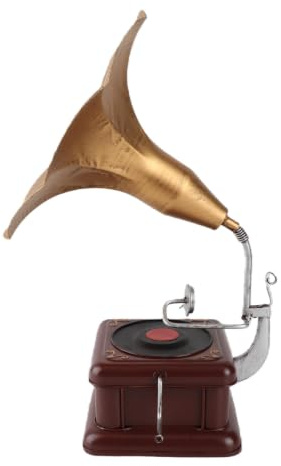 Garsent Vintage-Phonograph-Ornament, Eisen-Schallplattenspieler-Modell-Kunsthandwerk, Europäisches Retro-Grammophon, Dekorativ, Klassische Verarbeitungsdekoration für das