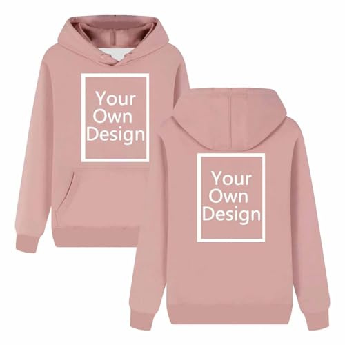 Generic Personalised Hoodie Sweatshirt with Any Text/Logo - Custom Hoodie for Women, XXL, Pink, Long Sleeve, Hooded Neck, Cotton/Polyester Blend, Seasonal/Holiday, Customizable