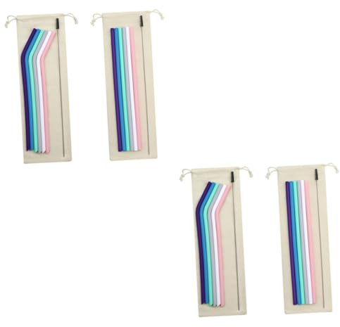 Garneck Juego De 4 Pajitas Reutilizables De Silicona Para Fiestas Para Y Mujeres Curvas Y Rectas Para Té Y Agua.