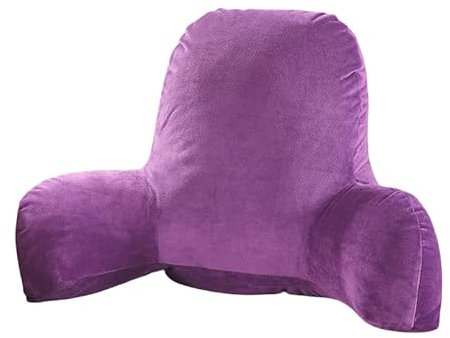 Lichi Reading Pillow, TV Relax Pillow, Lumbar Support Pillow for Car and Office, Back Support Cushion with Washable Cover, Bed Rest Pillow with Support Arms, Perfect for Adult Kids (Purple)