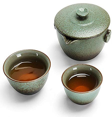 Set da tè avvolto in una scatola regalo, eccellente decorazione per la casa, teiera in stile giapponese con manico e set di tazze da tè, servizio per 2 adulti, splendidamente adatto per tè o caffè, s