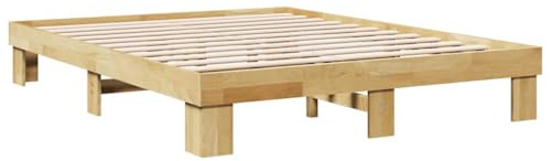 vidaXL Cadre de lit sans Matelas 160x200 cm Bois Massif de chêne, Meuble de Chambre à Coucher, sommier, lit en Bois, lit, lit Double