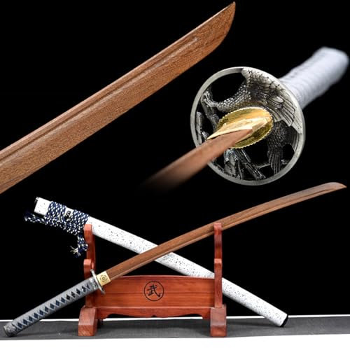 HJHUUA 103cm natürliches Palisander Japanisches Katana,hölzerne Samuraischwerter,handgefertigtes Bokken für Kendo-Training,Geschenke,Dekoration,Cosplay,Requisiten