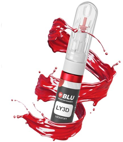 BLU Lackstift Auto kompatibel für VW LY3D ROT Tornadorot | Auto Lack Reparatur 2in1 Ausbesserungslack Pinsel + Nadel