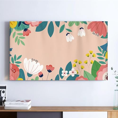 HSTANGKY Fernseher Staubschutzhülle Weiches Antistatisches Mikrofasergewebe Mit Rutschfester Unterseite Für Flachbildschirm LCD LED TV Leicht Zu Reinigen Und Aufzubewahren-Flower||37-39inch