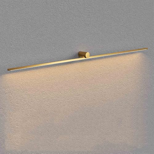Modern LED Bildbeleuchtung Wandbild Wandleuchte Schwarz Wandlampe Innen 3000K Schlafzimmer Nachttischlampe Warmes Weiß Aluminium Spiegelleuchte Spiegel Make Up Licht Wandbeleuchtung (Gold,80cm)