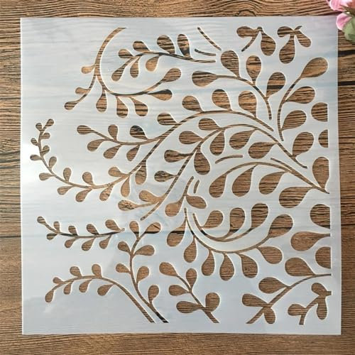 Zeichenschablonen, 20 x 20 cm, Blätter, wiederverwendbare Schablone für Bastelarbeiten, Ornamente, Malvorlage, Schablonen für Wandkarten, Steine, Holzschilder, Leinwand, Heimdekoration