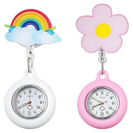 vaolmlop 2 Pcs Montre À Gousset D'infirmière, Infirmière Montre Broche en Silicone avec Broche, Cadeau pour Infirmières Et À Tout Autre Professionnel De La Santé