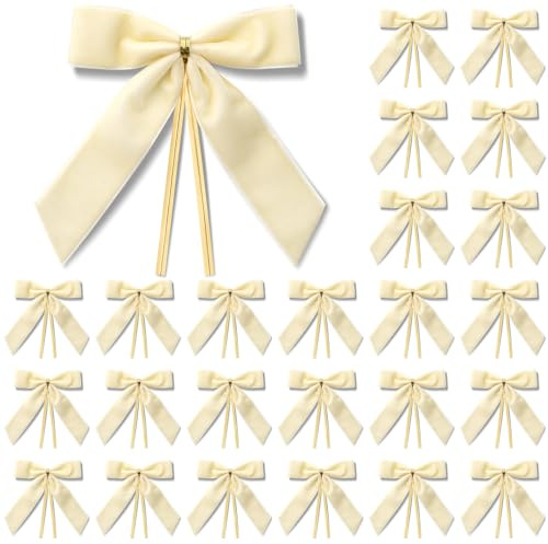 MORSUNBELA Schleifen Deko Samtschleife Geschenkschleifen Beige