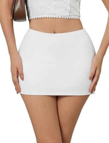 CHANGEZOE Women's Low Rise Stretch Mini Skort with Shorts Bodycon Skirt, Ivory White, XXS