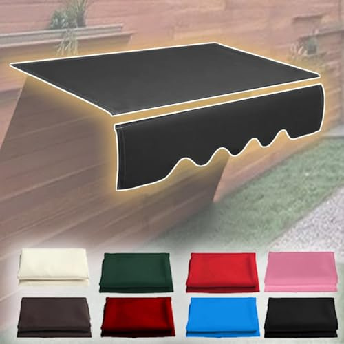 Tessuto di ricambio per tenda da sole retrattile, protezione UV, copertura parasole per patio, tenda da sole per negozi e bar, colore nero, 4 x 2 m