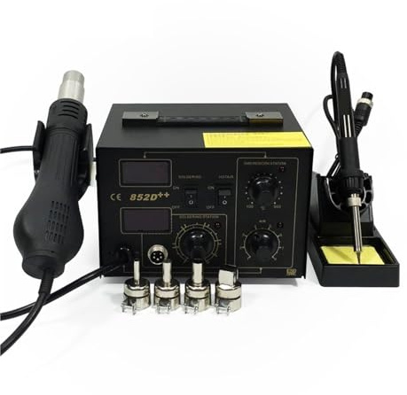Stazione di Saldatura, Stazione Di Rilavorazione Ad Aria Calda 852D++ Stazione Di Saldatura BGA Dissaldatura 2 In 1 Con Supporto For Pistola Ad Aria Compressa