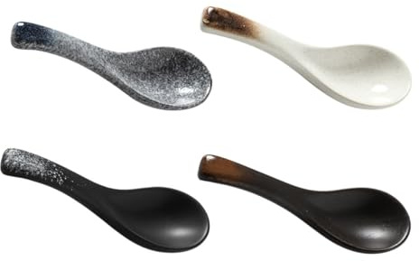 Ciieeo 4 pezzi Cucchiai in per Portata e Zuppa Design Retro Ergonomico Adatti per Ristoranti e Uso Materiale Ceramico Premium