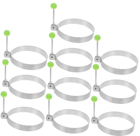 Uonlytech Anillo para Freír Huevos Redondo de Acero Inoxidable 10 Piezas