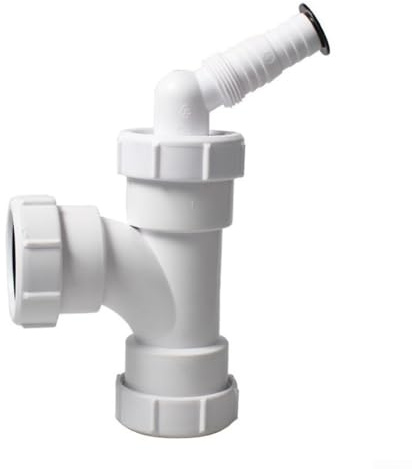 40mm PVC T Connector for Kitchen Sink, Three Way Drain Pipe for Sink Waste, Straight Plumbing Junction Fitting Compatible with Dishwasher and Washing Machine