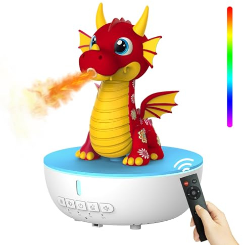 Diffusor de Aromas con Ruido Blanco, Humidificador para Niños de 200 ml con Mando a Distancia y Función de Temporizador 1/3/6 H, Diffusor de Aceites Esenciales para Dormitorio (Rojo)