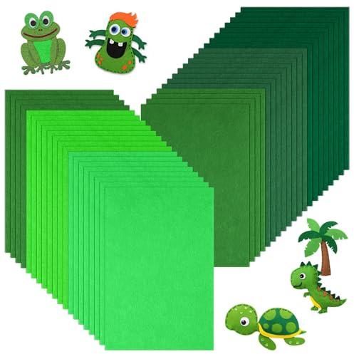 Ainiv Filz 40 PCS Bastelfilz, Filz zum Basteln 20X30cm, Grüntöne Filzstoff | DIY Filzplatten, Felt Fabric Filzrolle, Vliesstoff Stoff Filzplatten für DIY-Dekorationen und Kinderparty Projekte