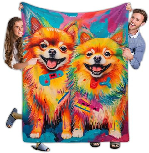 Manta Franela Pomeranias 02 Mantas De Siesta Extra Suave Flannel Blanket Mullida Cobija para Cama para Mujer Y Hombre Nvierno para Cama Doble 125X150Cm
