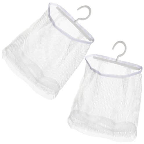 Generico Borsa Portaoggetti da Appendere in Rete Bianca, Sacchetto per Mollette e Bucato, Gancio Girevole, Pieghevole e Salvaspazio, Organizer Multiuso per Bagno e Cucina, Set 2 Pezzi