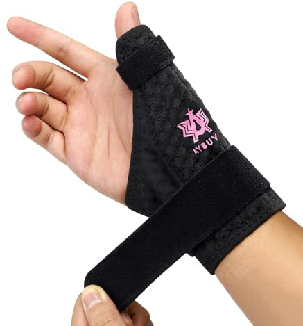 AYBUY Muñequera Pulgar Derecho, Férula para el Pulgar, Estabilizador de Pulgars Con 2 Férulas, Inmovilizador del Pulgars Transpirable, Órtesis para Dolores y Lesiones (Rojo rosa, M)