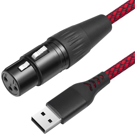 LICAEVEY Cable USB a XLR para Micrófonos Dinámicos, Computadoras, Cable de Micrófono XLR Hembra a USB con Chip de Conversión de Alta Ganancia Plug and Play (1 metro)
