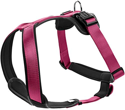 HUNTER Hundegeschirr NEOPREN, Farbe: himbeer/schwarz, strapazierfähiges Nylon, mit weichem Neopren gepolstert, reflektierendes 3M Scotchlite Reflective Material, pflegeleicht, komfortabel, Größe: XS