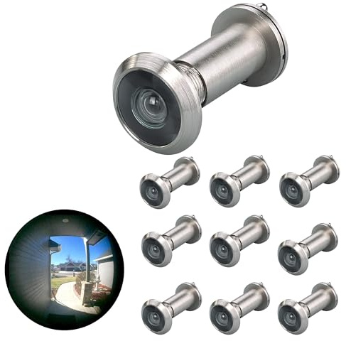 TOGU TG2814YG-SN Solid Brass UL Listed 220-degree Door Viewer with Heavy Duty Privacy Cover for 1-3/8 to 2-1/6 Doors, Satin Nickel Finish,10 Sets