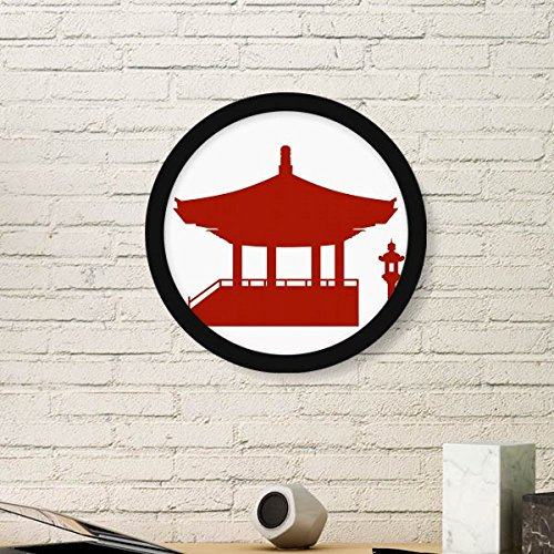 DIYthinker China Pavilion Culture Silhouette Illustration Pattern Round Simple Picture Frame Art Prints Of Paintings Home Wall Decal Large Black