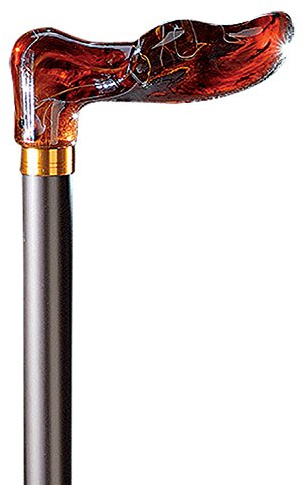 Gehstock Gehhilfe XL Fischer-Stock mit Bernsteingriff bronze Handseite rechts