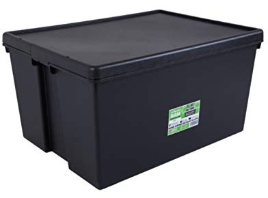 Wham Bam Heavy Duty Recycling Box - 150 Liter mit Deckel - 80 x 59,5 x 42 cm - schwarz