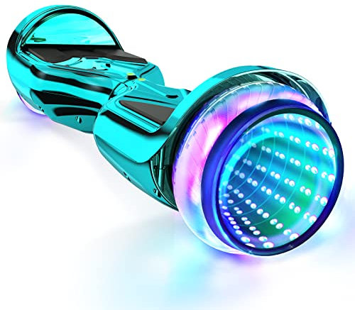 SISIGAD Offroad hoverboard barn vuxna med Bluetooth-högtalare 3D LED-ljus, 6,5 tums däck, kraftfull stor batterihoverboard, förbättrad säkerhet, present till barn, blå