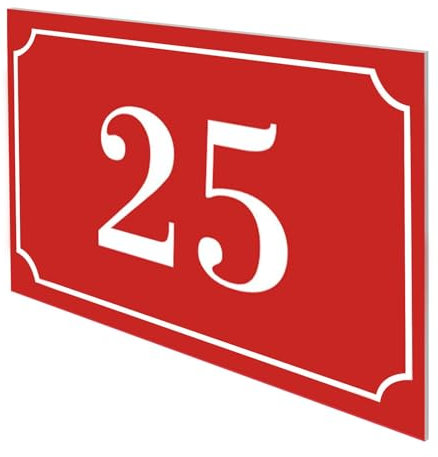 DECOHO - Numéro de boîte aux Lettres personnalisé Gravure Laser - Plaque PVC Rouge Chiffres Blancs - 12x8 cm adhésif 3M, Usage intérieur - Rouge