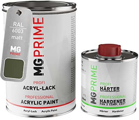 MG PRIME RAL 6003 Olivgrün/Olive green matt Acryl-Lack 1,5 Liter / 1500 ml Dose inkl. Härter