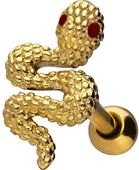 PIERCINGLINE Chirurgenstahl Ohrpiercing | Schlange | Ohr Stecker Piercing Schmuck | Farbauswahl