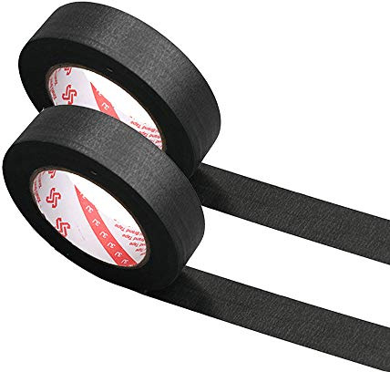 Vogueing Tool 2 Rollen 30 mm x 50 m strukturiertes Papierband beschreibbares Abdeckband Malerband für Malerei Handwerk und Heimwerker - schwarz