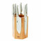 Furi Pro Magnetic Hexagonal Knife Block 7 pc, White Oak Knife Block with six Premium Knives for a Superior Cutting Performance, Stainless Steel Blades, Ergonomic Reverse-Wedge, Anti-Fatigue Handle