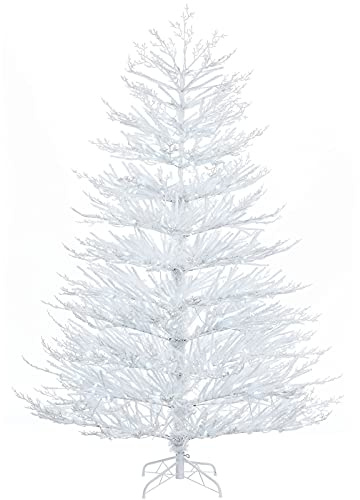 WeRChristmas 7ft Pre-Lit Arctic Ice Twig Christmas Tree | 330 Bright White LED Lights, 1225 Mixed PE & PVC Tips, Heavy Snow Flock Finish, 150cm Diameter, 2.1m Tree