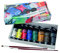 Schmincke - College Acrylic, Acrylfarbenset mit 8 x 75 ml Tuben + 2 da Vinci College Pinsel, 83 7711 097, Acrylfarben in Studienqualität, Grundsortiment, seidenmatt und lichtecht