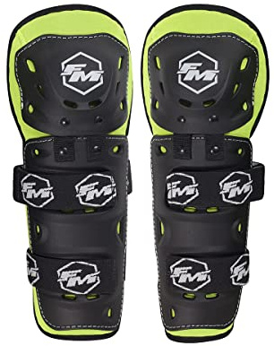 FM Racing Ginocchiere Horn Protezione Cross Nero/Giallo Fluo Bambino
