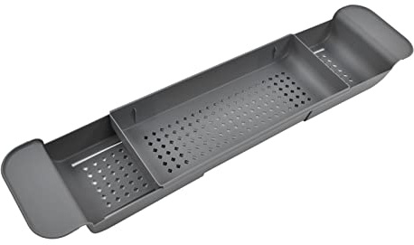 Badewannenablage Caddy Badewannenablage Tisch mit Ausziehbaren Seiten Multifunktions-Badewannen-Organizer-Rack Rutschfest für Kerze Handtuch Buch Wein Telefon(grau)