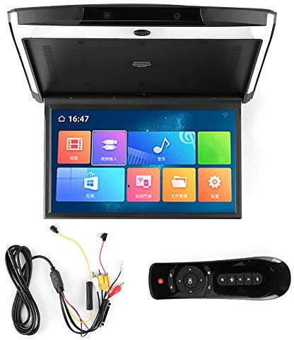Monitor de Techo para automóvil, 17.3in IPS Monitor abatible hacia Abajo 1080P Montaje en Techo Bluetooth TV WiFi HDMI USB SD FM MP5 Reproductor de Altavoz para Android 8.1
