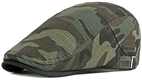 LAIFEKE Fahrende Kappe Herren Camouflage Schiebermütze Verstellbare Ballonmützen Lässige Entenschnabelmütze (Armeegrün)